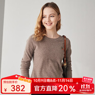 帕羅（PALUOPO）羊絨衫女圓領套頭全羊絨提花小愛心簡約百搭多色毛衣針織衫 中咖 S 155/95