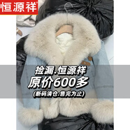 恒源祥韓版大毛領(lǐng)藍(lán)色羽絨牛仔仿皮草大衣冬季名媛輕奢感加絨保暖外套女 藍(lán)色外套(奶茶灰毛領(lǐng)) XL