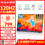 雕塑家16英寸2K/2.5k便攜式顯示器 120Hz高刷 100%sRGB色域 電腦筆記本副屏switch手機PS5擴展屏MF16LQ