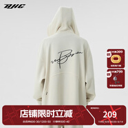 BJHG不計后果春秋簡約刺繡加絨開衫連帽衛(wèi)衣男潮牌歐美風(fēng)寬松情侶外套 白色 M