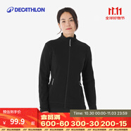 迪卡儂（DECATHLON）保暖戶外抓絨衣外套男女運動寬松秋搖粒絨外套沖鋒衣內(nèi)膽 女款-全拉鏈- 黑色 2XL