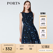 PORTS寶姿商場同款 新品女裝甜美木耳邊裝飾無袖連衣裙SN8D027HPP022 丈青 M (6)