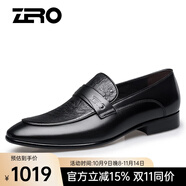 零度皮鞋男 正裝皮鞋英倫套腳潮流男鞋男士商務(wù)皮鞋子 男 91083黑色 41