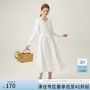 范思藍(lán)恩法式浪漫立體花設(shè)計度假感連衣裙女春裝慵懶高腰A字裙子 白色 M