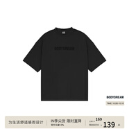 BODYDREAM索羅娜涼感短袖男夏季重磅破洞情侶裝t恤五分袖休閑上衣 黑色（涼感） 4XL