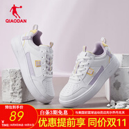喬丹QIAODAN板鞋女運動鞋空軍一號休閑鞋耐磨增高板鞋小白鞋女 喬丹白/紫-女款525 40