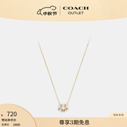 蔻馳（COACH）奧萊女士項鏈高級感時尚百搭飾品禮物 經(jīng)典標志RONDELL項鏈 金色/粉色
