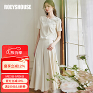 ROEYSHOUSE羅衣簡約米黃色基礎(chǔ)休閑套裝女夏裝新款T恤半身裙兩件套10190 米黃色 2XL