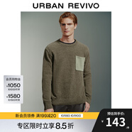 UR2025春季新款男裝時尚輕熟風(fēng)拼色口袋寬松針織衫UMM940004 深綠 XS