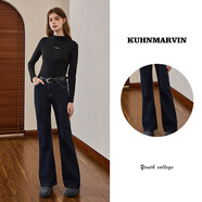 庫恩瑪維（KUHNMARVIN）美式復古牛仔藍水洗牛仔褲女2025年冬季新款高腰休閑褲子K38725 牛仔藍喇叭款 S