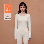 都市麗人隱形保暖內衣女面膜肌底美膚衣冬款打底秋衣秋褲套裝 米白色 均碼 [建議80-150]