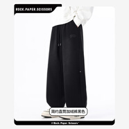 石頭剪子布男童加絨褲子大童休閑保暖長(cháng)褲2025新款初中生冬款青少年衛褲冬裝 黑色 160