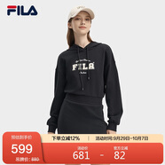 FILA 斐樂(lè )官方女子針織連衣裙2025春夏時(shí)尚休閑連帽長(cháng)袖衛衣裙