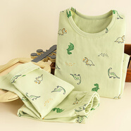 裳黎兒童內衣套裝萊卡棉寶寶秋衣秋褲恐龍衣服男童睡衣男孩棉毛衫薄款 WG8018綠恐龍樂(lè )園 [衣標110]建議身高95-105cm； 均碼