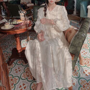 京嚴甄選日系森女宮廷風(fēng)燈籠袖冬季加絨加厚蕾絲連衣裙網(wǎng)紗打底長(cháng) 米色 均碼 均碼