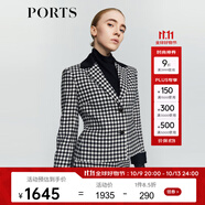 PORTS 寶姿秋冬新品女裝時尚千鳥格夾克外套LM9J030NFF099 黑色格子 XS (2)