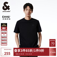 杰克·瓊斯（JACK&JONES）夏季圓領(lǐng)直筒舒適清爽簡約休閑潮法斗犬刺繡短袖T恤男裝224301064 E40 黑色-1 XS