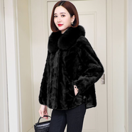SOEM進(jìn)口水貂毛大衣女2025新冬小個(gè)子百搭顯瘦狐貍毛領(lǐng)拼貂皮草外套女 黑色（手腕沒(méi)毛領(lǐng)） M 90-105斤