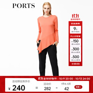 PORTSPorts寶姿女裝 新品不規(guī)則下擺純色長袖毛衣LV9K418DXF003 橙色 XS