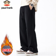 大嘴猴（paul frank）褲子男士秋冬季寬松休閑褲男褲直筒闊腿衛褲男運動(dòng)褲黑色加絨 2XL