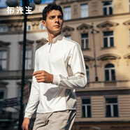 布先生半拉鏈立領(lǐng)長(cháng)袖T恤男休閑運動(dòng)簡(jiǎn)約風(fēng)長(cháng)袖 象牙白    M  (170) 
