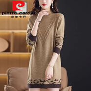 皮爾卡丹（pierre cardin）民族風(fēng)半高領(lǐng)秋冬季加厚針織衫中長(cháng)款毛衣裙遮屁股寬松包臀打底裙 駝色今年流行的輕奢品牌 M
