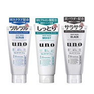 吾諾（UNO）日本男士洗面奶控油清爽保濕磨砂去黑頭角質(zhì)泡沫潔面乳130g uno洗面奶黑色130g