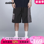 古由卡（GUUKA）潮牌外穿短褲子男士寬松籃球褲2025新款夏季中褲薄款休閑風(fēng)五分褲 黑色 D60283 S