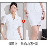 GABALMANIA高端女短袖西裝套裝夏季工裝珠寶店酒店前臺 KL-851白色西裝+裙子(3022) 2XL