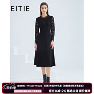 愛(ài)特愛(ài)（EITIE）春季新品商場(chǎng)同款時(shí)尚優(yōu)雅修身A擺蕾絲拼接連衣裙6407121 黑20 2XL 175