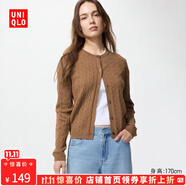 優(yōu)衣庫驚喜價女裝紐花圓領針織開衫/毛衣外套空調(diào)衫通勤481477 34 駝色 L