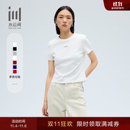水云間女裝 基礎(chǔ)款圓領(lǐng)修身簡約休閑短袖T恤2025春季新款 本白-短款 S