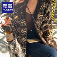 羅蒙別致洋氣時(shí)髦民族風(fēng)長(cháng)款毛衣2026秋冬新款寬松慵懶感大開(kāi)衫外套女 灰色 S 建議80-90斤