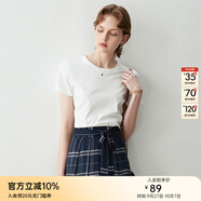 顏域簡約純色短袖T恤女夏裝新款時(shí)尚氣質(zhì)ol通勤直筒顯瘦上衣 白色 L