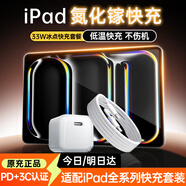 Viken小冰塊蘋(píng)果iPad充電器33W氮化鎵快充適配原裝Air4567Pro2022/第10代/2024/25款mini6平板雙Type-c 【雙Type-C接口】33W冰透白+2米編制套裝 安全不