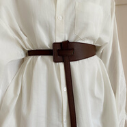 萊樞匯時(shí)尚軟皮質(zhì)腰封女士腰帶呢大衣西裝連衣裙襯衫毛衣秋天收腰百搭 深棕色 116cm