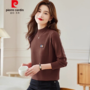 皮爾卡丹（pierre cardin）秋冬半高領(lǐng)短款白色毛衣女2025新款時(shí)尚內(nèi)搭針織打底衫小個(gè)子上衣 咖色 M 【80-90斤】