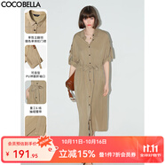 COCOBELLA[100%萊賽爾]重工襯衫裙早秋工裝風(fēng)連衣裙FR7022 卡其 L