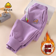 G.duck兒童秋冬季休閑運動(dòng)褲男女寶寶新款加絨褲子中小童洋氣一體外穿褲 -米格絨-【紫】 80 【建議65-75cm】