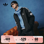 adidas經(jīng)典復(fù)古三條紋雙拉鏈寬松夾克外套男女秋季阿迪達斯三葉草   黑色   3XL