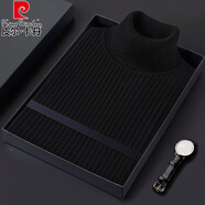 皮爾卡丹（pierre cardin）高領(lǐng)毛衣男秋冬新款加厚韓版潮流純棉保暖高端打底針織衫線(xiàn)衣針織 黑色 XL