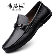 帝洛馳（DILUOCHI）高檔馬銜扣牛皮商務(wù)休閑鞋男士熱賣豆豆鞋 黑色 40 (250mm) 皮鞋在碼