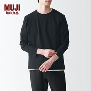 無(wú)印良品 MUJI 男式 水洗 天竺編織 圓領(lǐng)長(zhǎng)袖T恤 ABC01A2S 打底衫 黑色 L