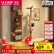 樂(lè )系（LEXI）實(shí)木換鞋凳入戶(hù)門(mén)口鞋柜一體網(wǎng)紅創(chuàng  )意小鹿衣帽架 胡桃色80cm-小鹿換鞋凳-現貨速發(fā)