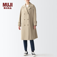 無印良品（MUJI）女式 不易沾水 雙排扣大衣 風(fēng)衣 外套秋 淺米色 2A XS（150/76A）