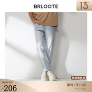 巴魯特（Brloote）長效抗菌九分牛仔褲男復古個性做舊簡約百搭休閑褲 藍色 185/96A
