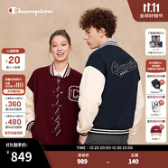Champion【丁禹兮同款】冠軍棒球服外套女2025秋季新款復古美式棒球衫男 海軍藍拼米白 L