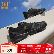 361°運(yùn)動(dòng)鞋男鞋秋冬季透氣網(wǎng)面跑鞋黑色通勤輕質(zhì)戶外慢跑步鞋 曜石黑/皇冠金【透氣網(wǎng)布】 42
