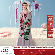 兩三事復(fù)古長(zhǎng)袖針織連衣裙秋冬新款超長(zhǎng)黑色慵懶毛織長(zhǎng)裙焰葵之浴 粉色 S