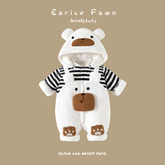 溜溜果嬰兒衣服冬季夾棉加厚新生兒0-3個(gè)月男女寶寶厚款連體衣棉服冬裝6 暖絨 背帶小熊 59cm 適合9斤以?xún)葘殞毚?
                                         title=